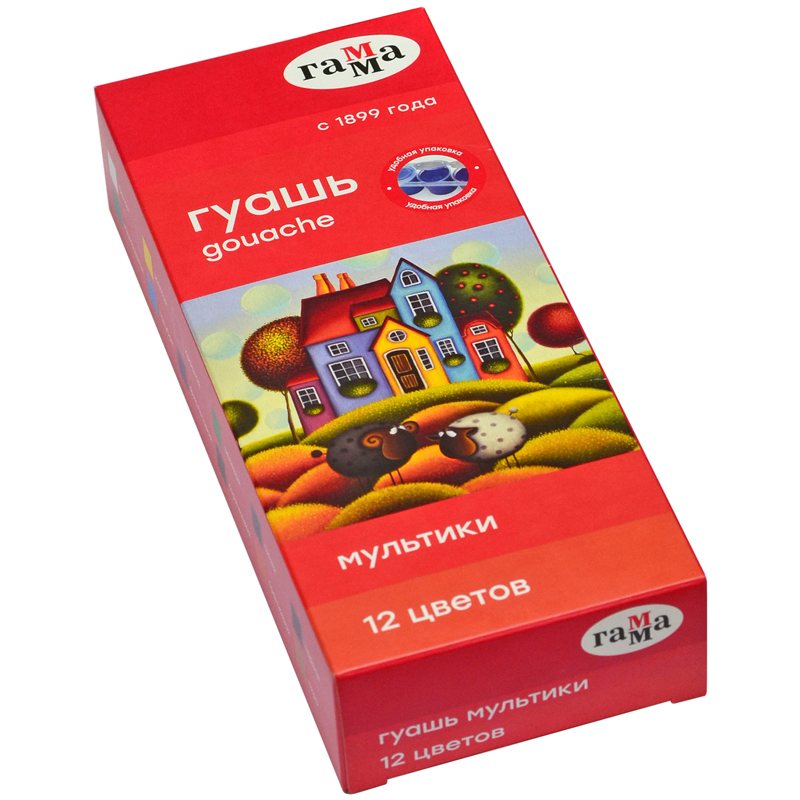 картинка Гуашь, 12 цв, 12 шт по 15 мл, "Мультики", Гамма, 100222-12 от магазина Альфанит в Кунгуре
