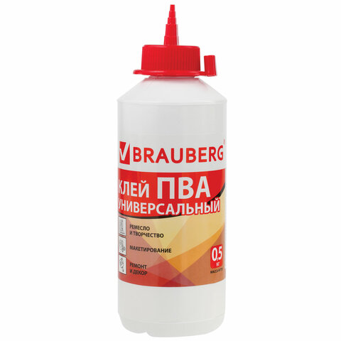 картинка Клей ПВА, 500 гр, универсальный, BRAUBERG, 600982 от магазина Альфанит в Кунгуре