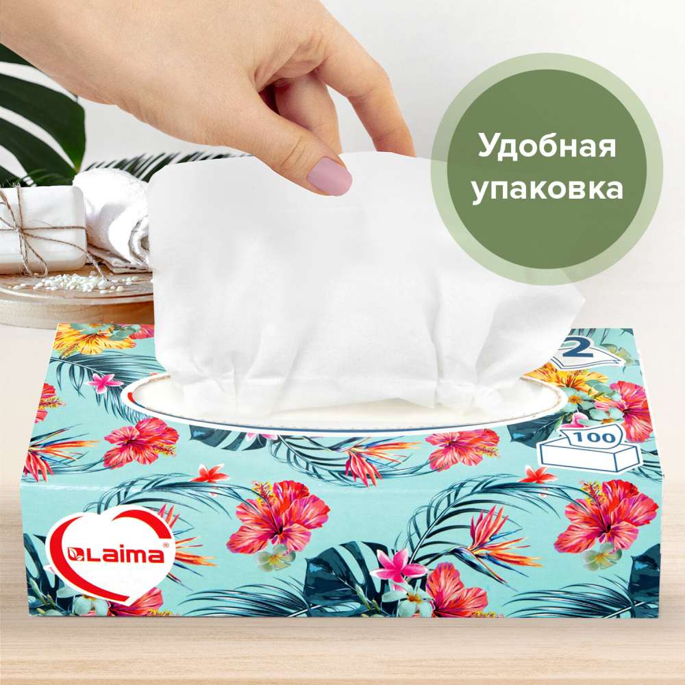 картинка Салфетки бумажные, 100 шт, 2 слоя, 20*20 см, цвет белый, картонный бокс, "Everyday", LAIMA, 113588 от магазина Альфанит в Кунгуре