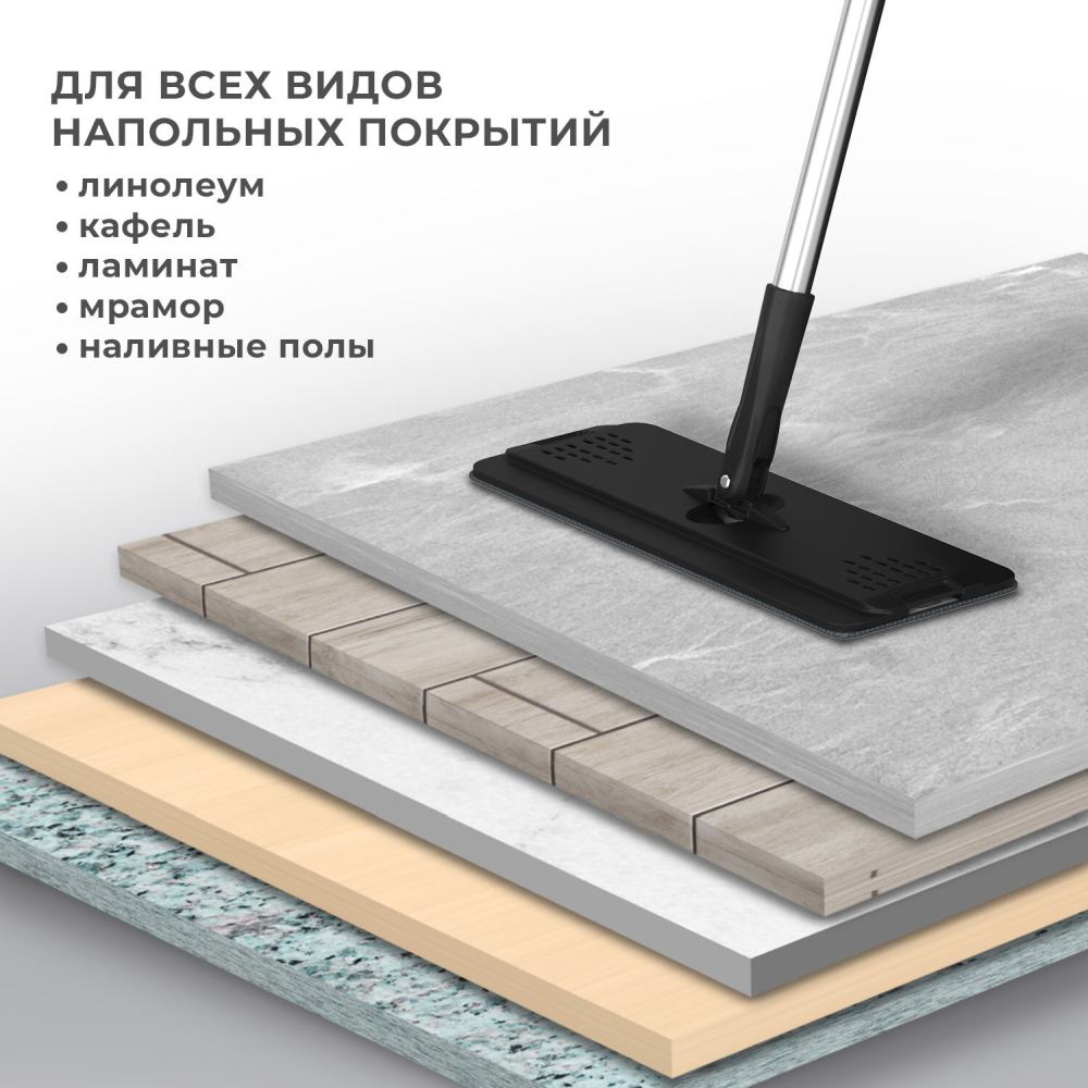 картинка Комплект для уборки, ведро 10 л, швабра 134-154 см, 2 насадки микрофибра, "AltaMop L", LAIMA, 609151 от магазина Альфанит в Кунгуре