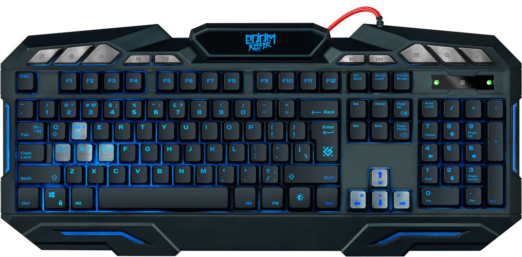 картинка Клавиатура проводная игровая Defender DoomKeeper GK-100DL, USB, черный, подсветка, 45100 от магазина Альфанит в Кунгуре
