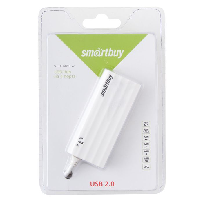 картинка Разветвитель SmartBuy SBHA-6810-W, USB, 4 порта, белый от магазина Альфанит в Кунгуре