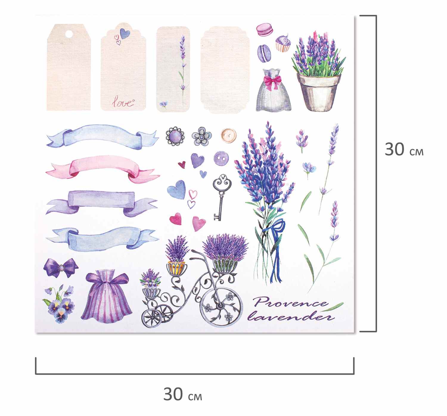 картинка Бумага для скрапбукинга, 30*30 см, 12 л, 12 цв, 180 г/м2, "Прованс", ОСТРОВ СОКРОВИЩ, 662765 от магазина Альфанит в Кунгуре
