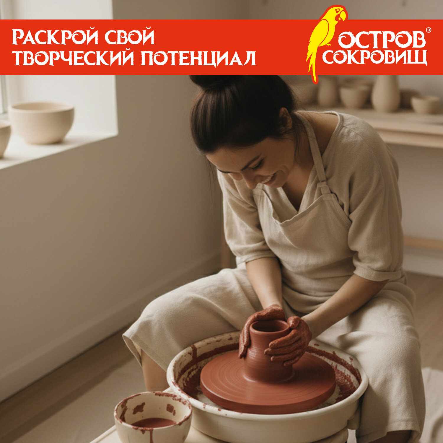 картинка Глина для лепки, 1 кг, красный, ОСТРОВ СОКРОВИЩ, 664681 от магазина Альфанит в Кунгуре