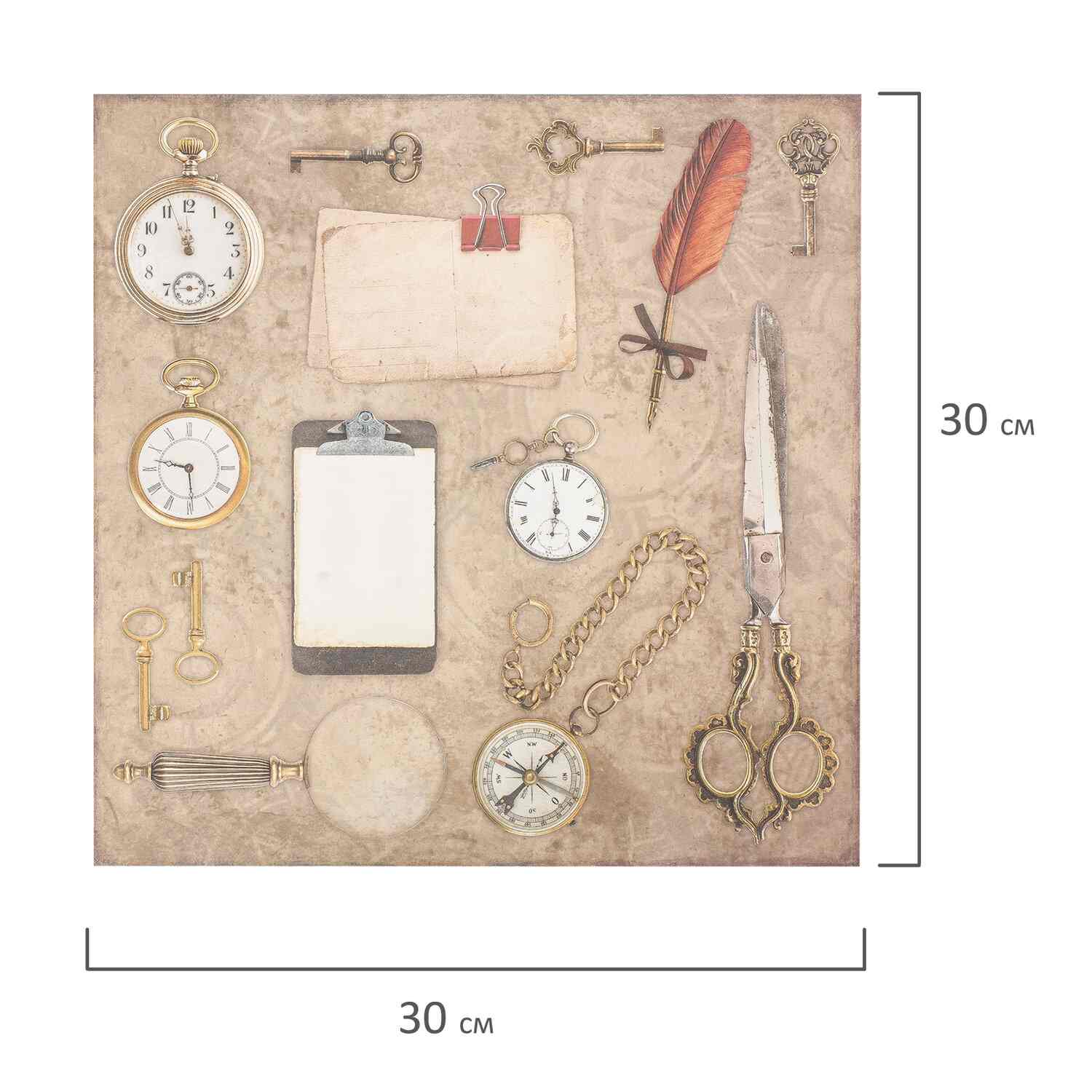 картинка Бумага для скрапбукинга, 30*30 см, 12 л, 12 цв, 180 г/м2, "Ретро", ОСТРОВ СОКРОВИЩ, 662767 от магазина Альфанит в Кунгуре