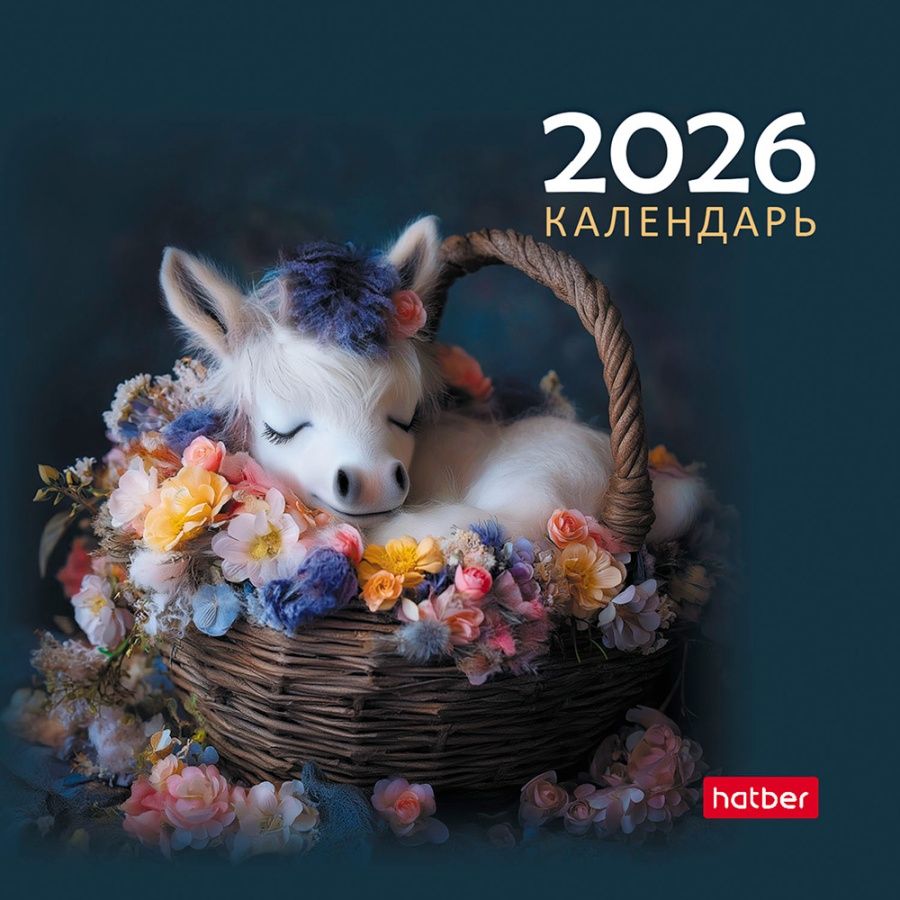 картинка Календарь-домик перекидной 2026 год, 10,1*10,1 см, "Год Лошади - малыши", 12КД6гр_33579 от магазина Альфанит в Кунгуре