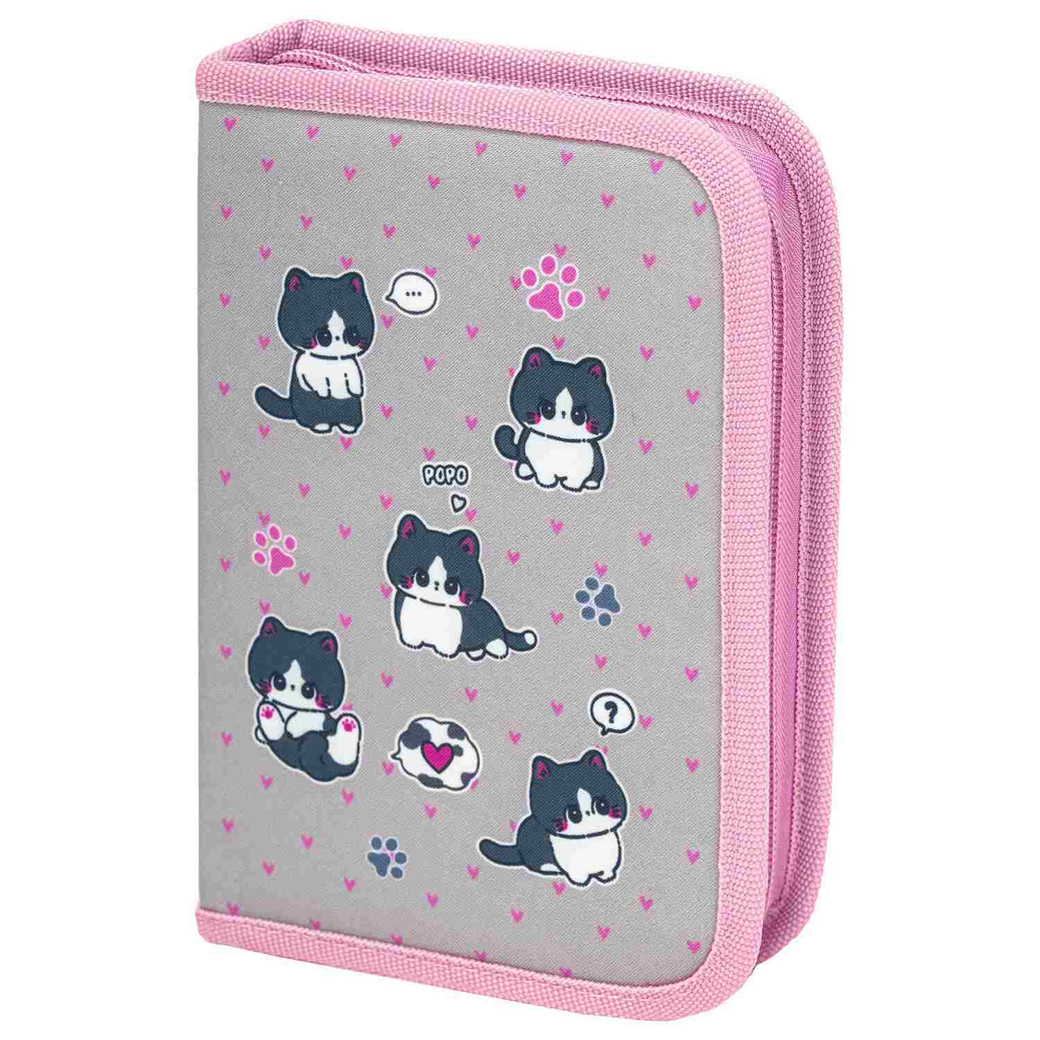 картинка Пенал 1 отделение, 21*14 см, полиэстер, "Cat patches", BRAUBERG, 272327 от магазина Альфанит в Кунгуре