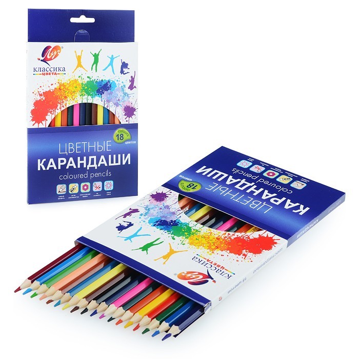 картинка Карандаши цветные, 18 цв, 18 шт, дерево, "Классика", Луч, 29С 1711-08 от магазина Альфанит в Кунгуре