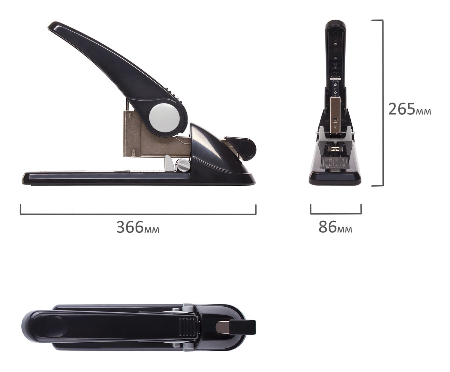 картинка Степлер № 24, 23, на 200 л, черный, металл, мощный, "Heavy duty GT", BRAUBERG, 220940 от магазина Альфанит в Кунгуре