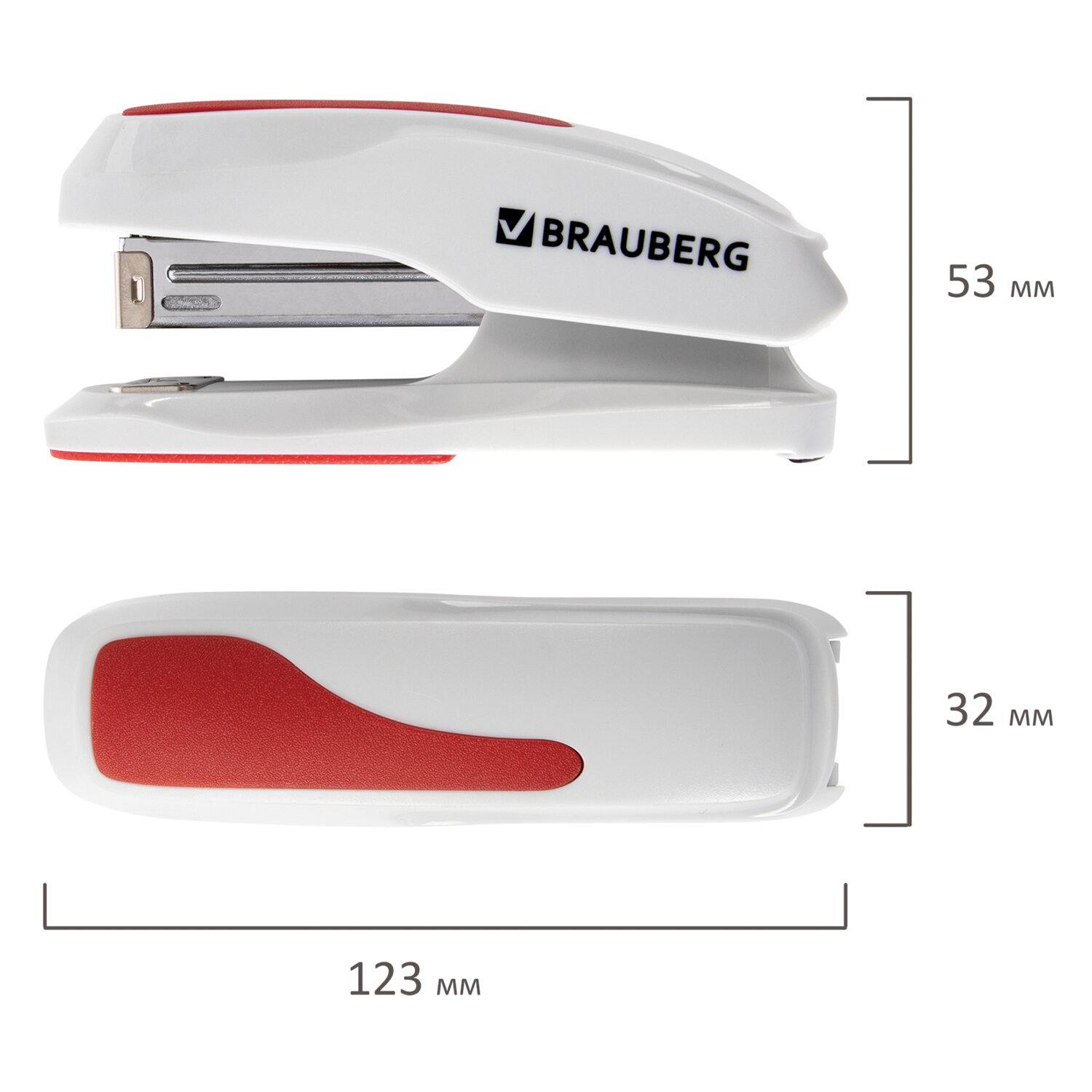 картинка Степлер № 24, 26, на 30 л, серый/красный, "Extra", BRAUBERG, 229088 от магазина Альфанит в Кунгуре