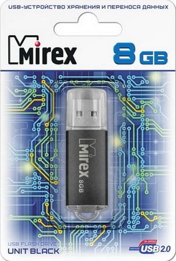 картинка Флеш-диск Mirex 8 GB USB 2.0, Unit, черный металл, 13600-FMUUND08 от магазина Альфанит в Кунгуре
