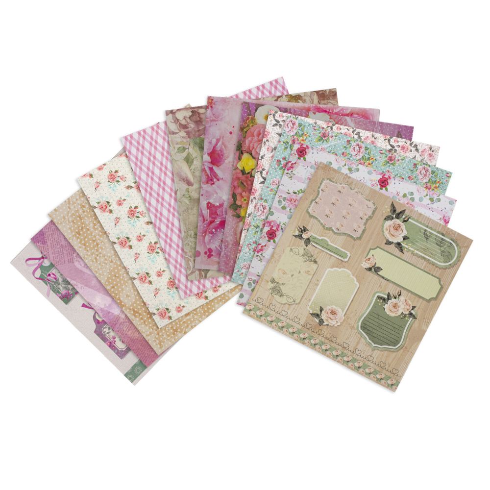 картинка Бумага для скрапбукинга, 30*30 см, 12 л, 180 г/м2, двусторонняя, "Шебби-шик", ОСТРОВ СОКРОВИЩ, 662764 от магазина Альфанит в Кунгуре
