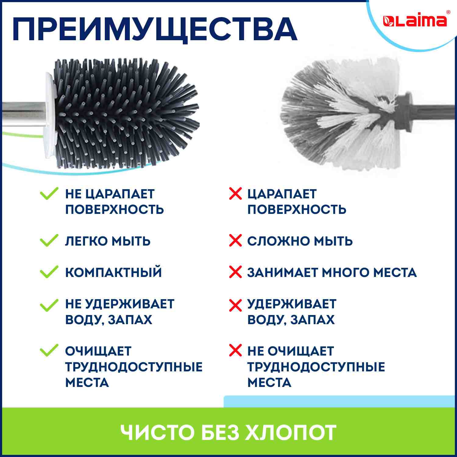 картинка Ерш для унитаза, с подставкой, пластик, с креплением и пинцетом, "Standart Type", LAIMA, 608132 от магазина Альфанит в Кунгуре