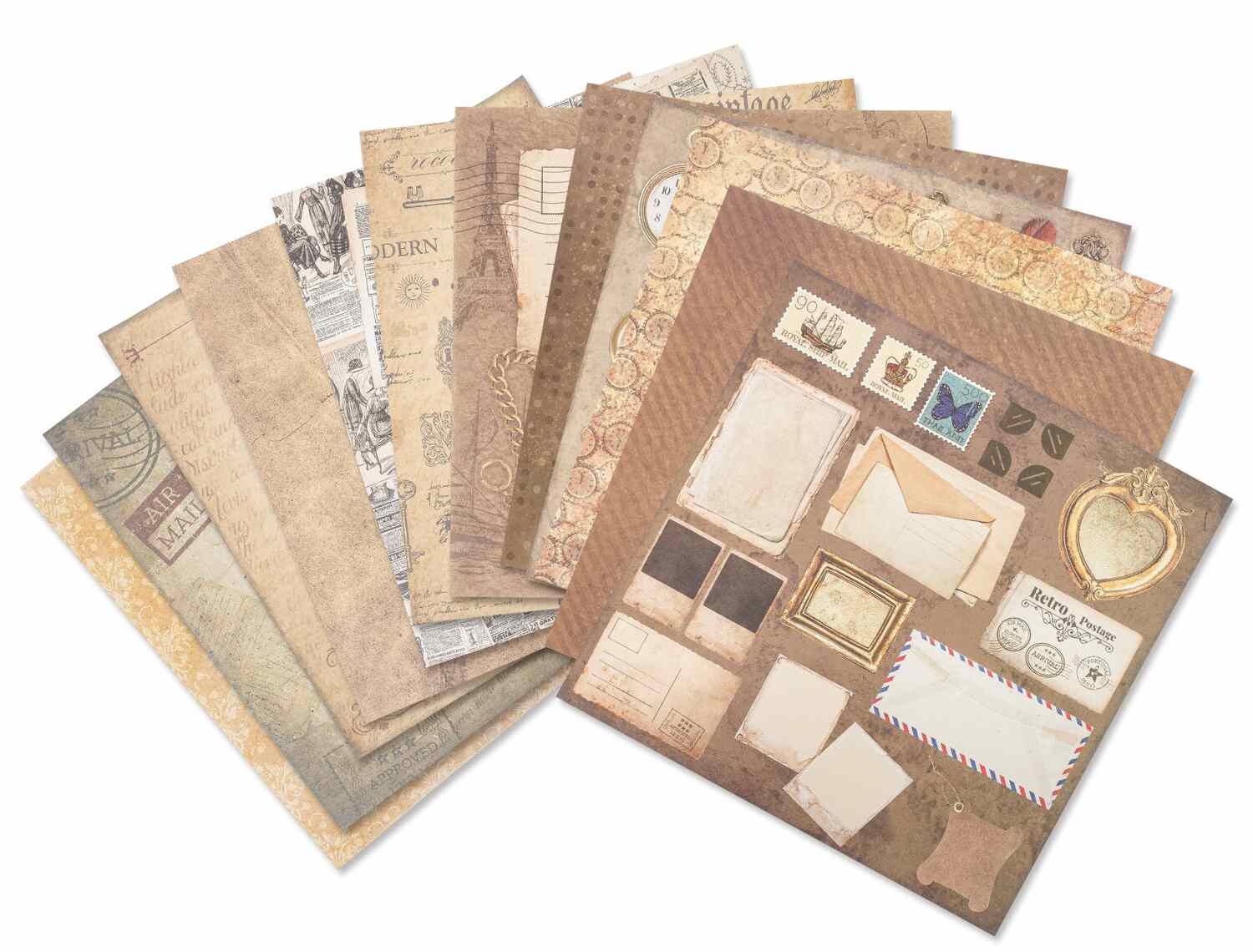 картинка Бумага для скрапбукинга, 30*30 см, 12 л, 12 цв, 180 г/м2, "Ретро", ОСТРОВ СОКРОВИЩ, 662767 от магазина Альфанит в Кунгуре