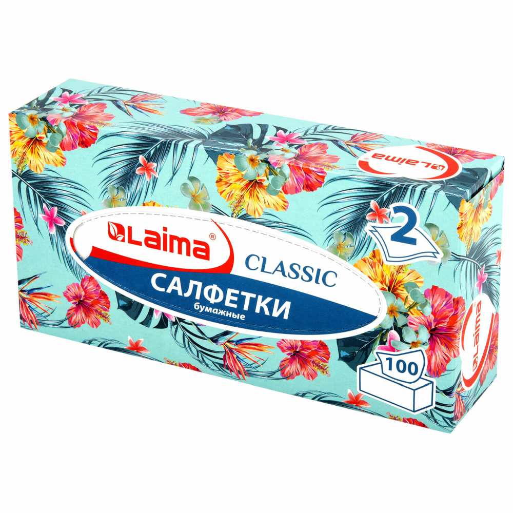 картинка Салфетки бумажные, 100 шт, 2 слоя, 20*20 см, цвет белый, картонный бокс, "Everyday", LAIMA, 113588 от магазина Альфанит в Кунгуре