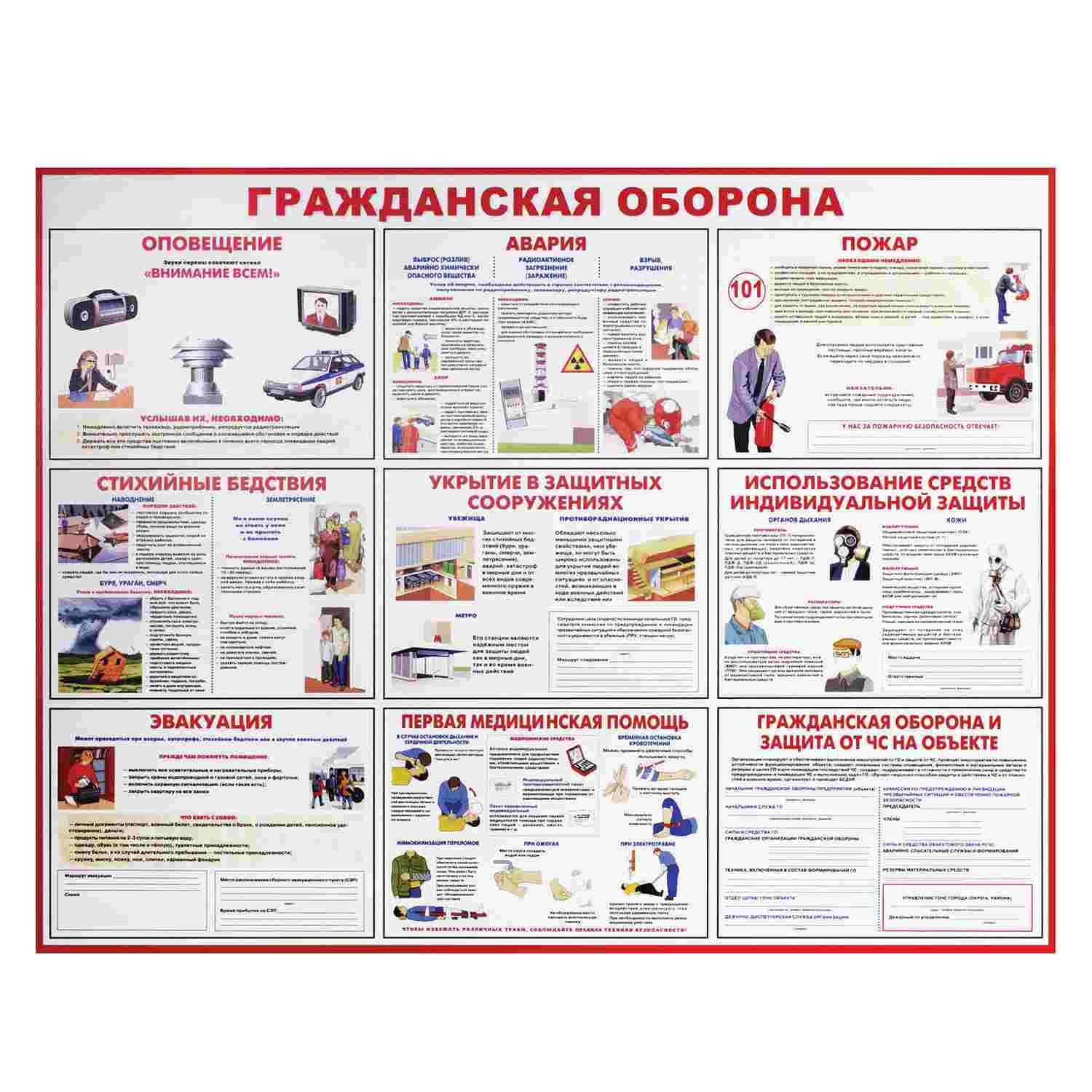 картинка Доска-стенд, 91*70 см, пластик, информационная, "Гражданская оборона", 291018 от магазина Альфанит в Кунгуре