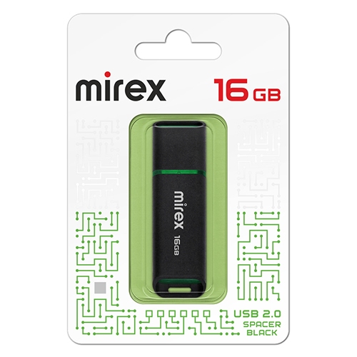 картинка Флеш-диск Mirex 16 GB USB 2.0, Spacer, черный, 13600-FMUSBK16 от магазина Альфанит в Кунгуре