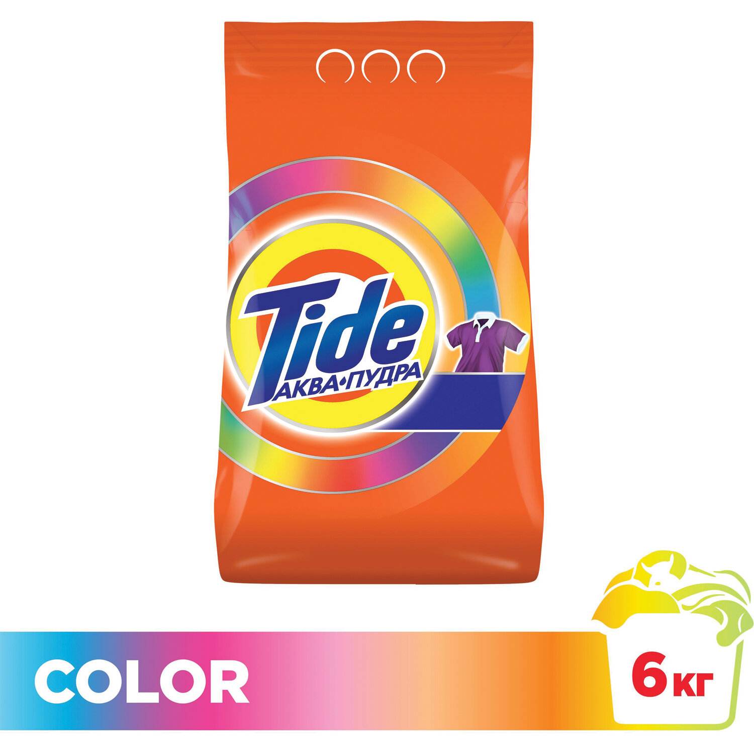 картинка Порошок стиральный, 6 кг, пакет, автомат, цветные ткани, "Color", Tide от магазина Альфанит в Кунгуре