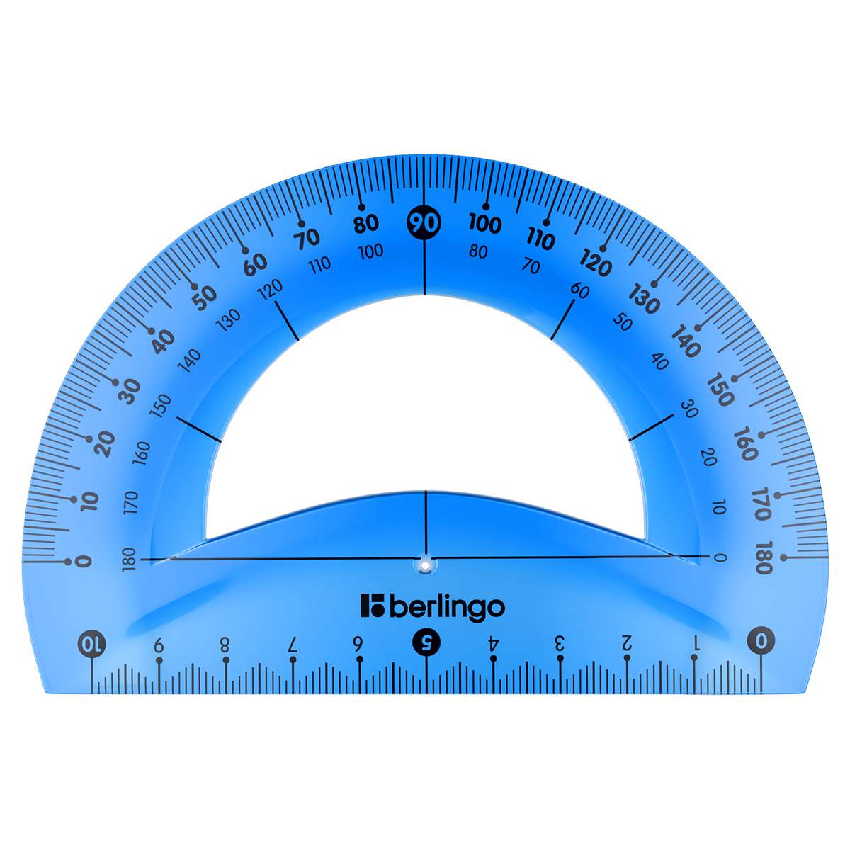 картинка Транспортир 180°, 10 см, пластик, ассорти, гибкий, "Flexy", Berlingo, PT_10010 от магазина Альфанит в Кунгуре