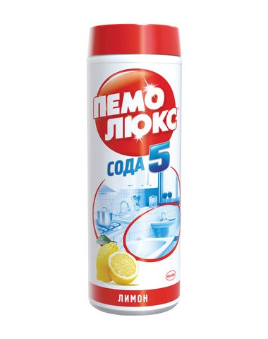 картинка Порошок чистящий универсальный, 480 гр, банка, "Сода 5. Лимон", Пемолюкс, 601899 от магазина Альфанит в Кунгуре