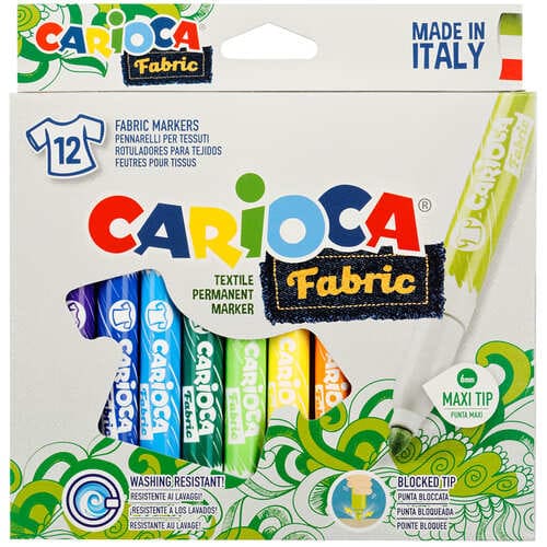 картинка Фломастеры по ткани, 12 цв, "Fabric Liner", Carioca, 40957 от магазина Альфанит в Кунгуре