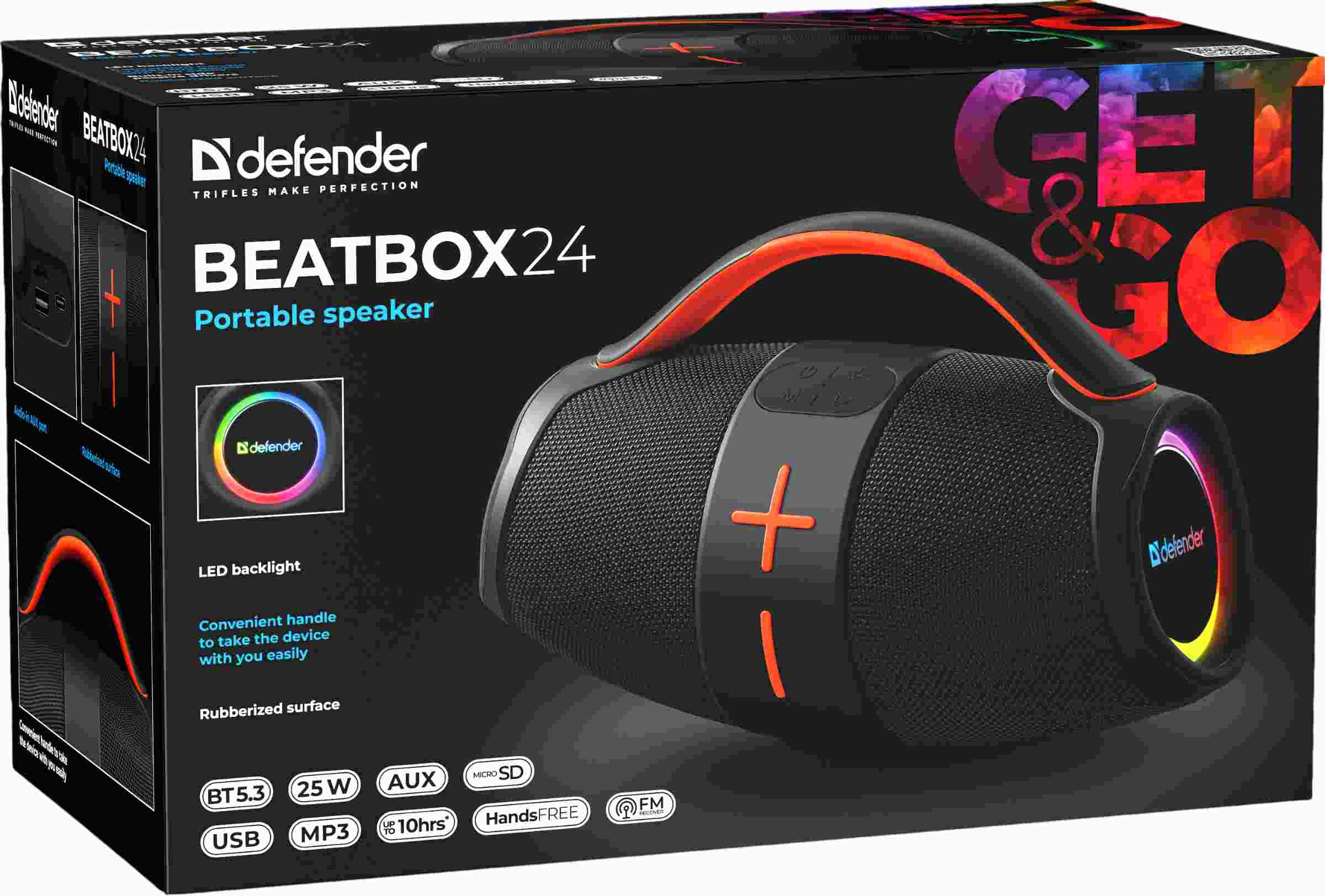 картинка Портативная колонка Defender Beatbox 24, 25Вт, 3600мАч, USB, радио, SD, AUX, черный, 65324 от магазина Альфанит в Кунгуре