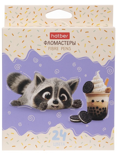 картинка Фломастеры, 24 цв, 24 шт, "Вот енот", Hatber, FP_093539 от магазина Альфанит в Кунгуре
