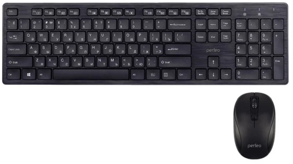 картинка Комплект беспроводной (клавиатура + мышь) Perfeo Twin, 2400 dpi, USB, черный от магазина Альфанит в Кунгуре