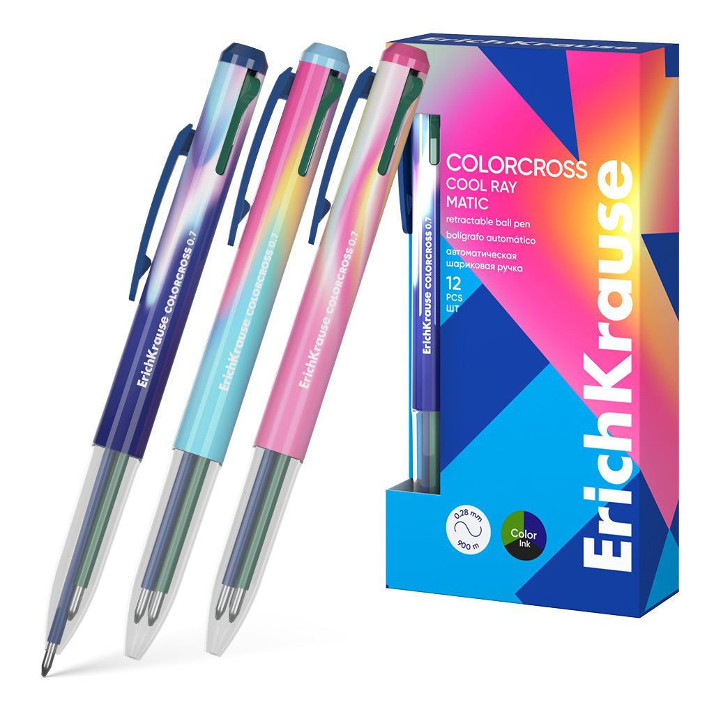 картинка Ручка многоцветная автомат, 3 цв, 0,7 мм, "Colorcross Matic Cool Ray", Erich Krause, 61091 от магазина Альфанит в Кунгуре