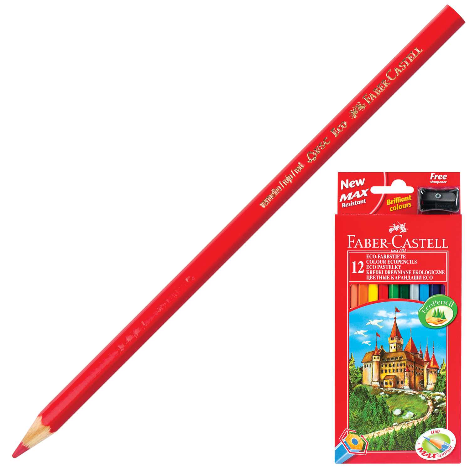 картинка Карандаши цветные, 12 цв, 12 шт, дерево, Faber-Castell, 120112 от магазина Альфанит в Кунгуре