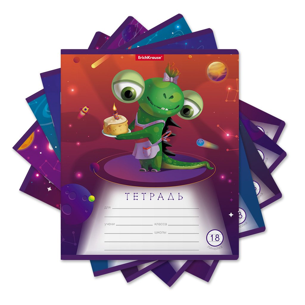 картинка Тетрадь 18 л, А5, линия, "Cosmic Monsters", Erich Krause, 51420 от магазина Альфанит в Кунгуре