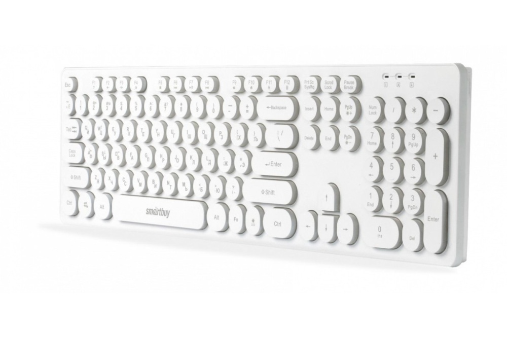 картинка Клавиатура проводная SmartBuy 328 ONE, USB, белый, подсветка, SBK-328U-W от магазина Альфанит в Кунгуре