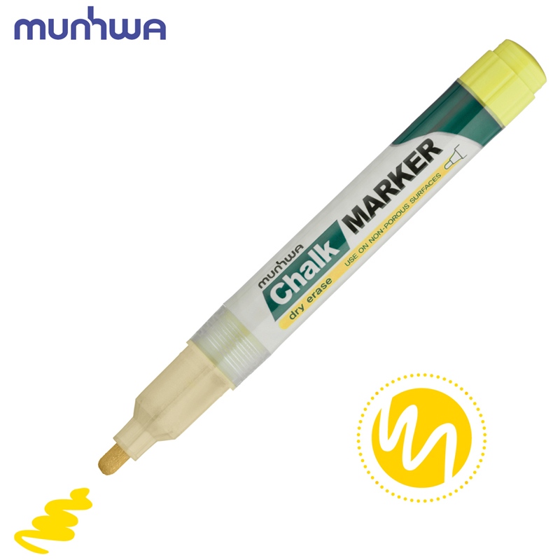 картинка Маркер меловой, 3 мм, желтый, спиртовая основа, "Chalk Marker", MunHwa, CM-08 от магазина Альфанит в Кунгуре