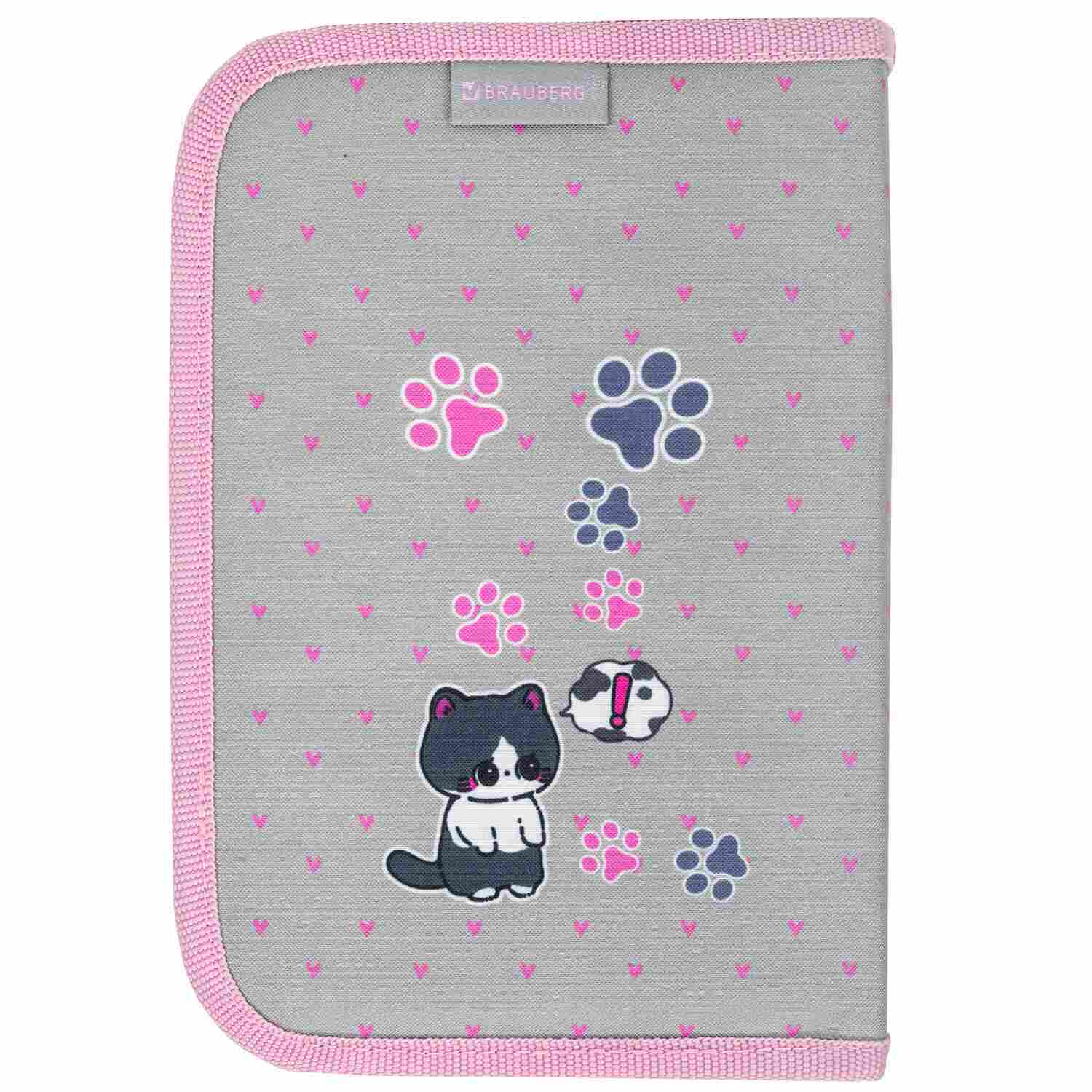 картинка Пенал 1 отделение, 21*14 см, полиэстер, "Cat patches", BRAUBERG, 272327 от магазина Альфанит в Кунгуре