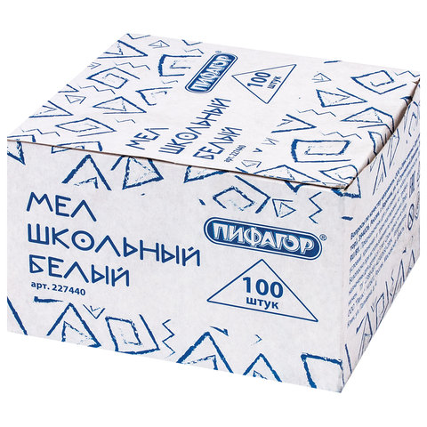 картинка Мел белый, 100 шт, квадратный, в коробке, ПИФАГОР, 227440 от магазина Альфанит в Кунгуре