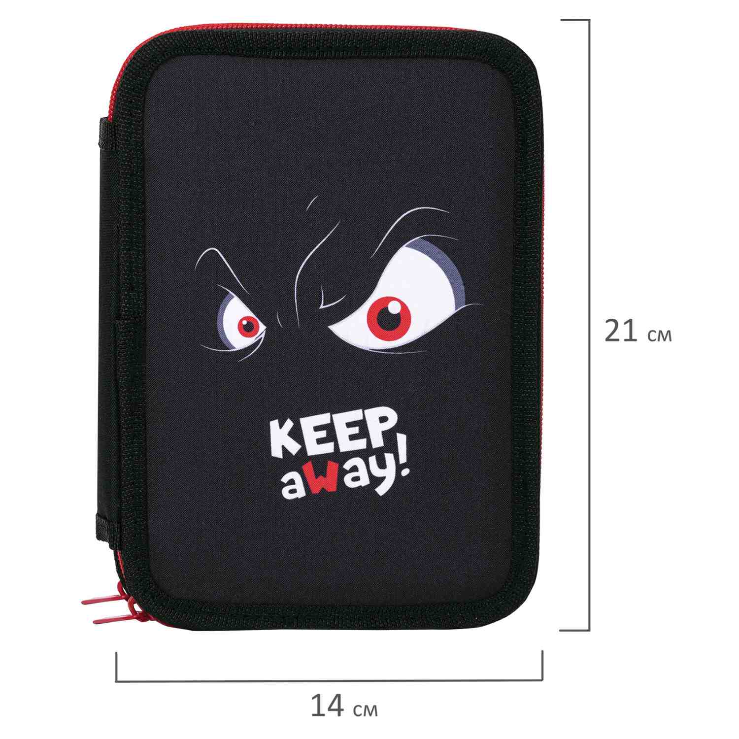 картинка Пенал 2 отделения, 21*14 см, полиэстер, "Keep Away", BRAUBERG, 271543 от магазина Альфанит в Кунгуре