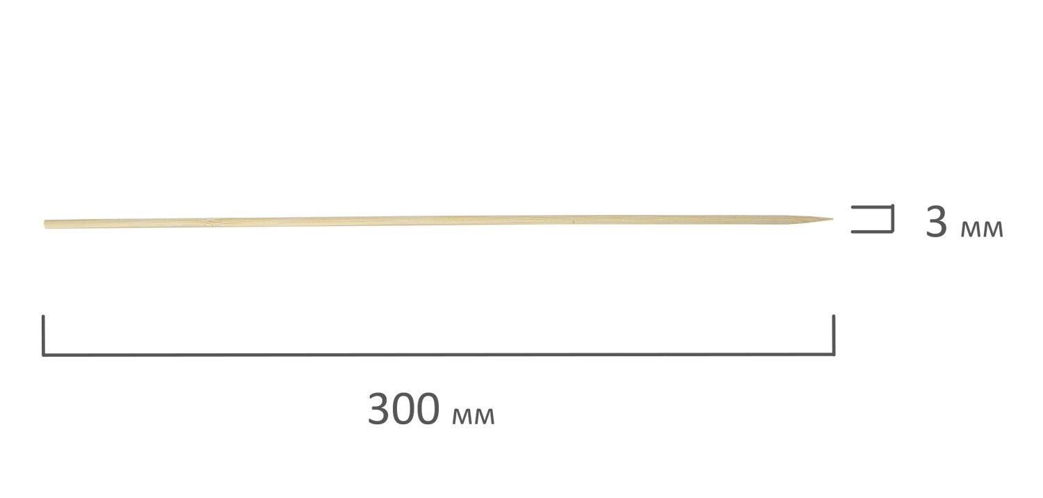 картинка Набор шампуров деревянных, 100 шт, 30 см300 мм, бамбук, Белый аист, 607571 от магазина Альфанит в Кунгуре