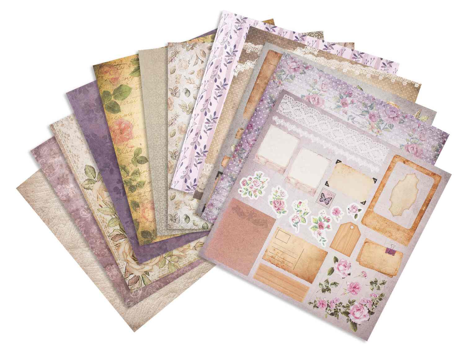 картинка Бумага для скрапбукинга, 30*30 см, 12 л, 12 цв, 180 г/м2, "Винтаж", ОСТРОВ СОКРОВИЩ, 662766 от магазина Альфанит в Кунгуре