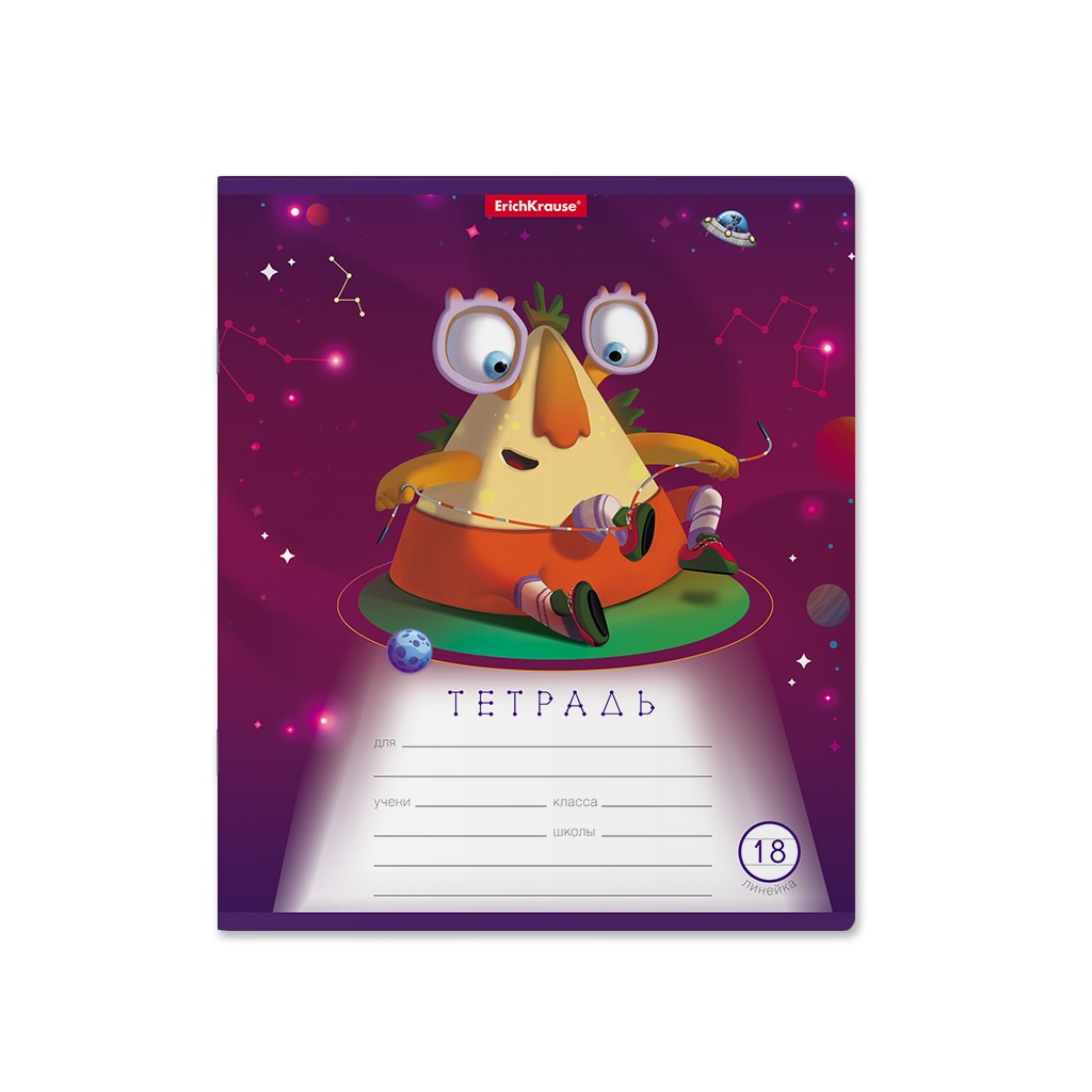 картинка Тетрадь 18 л, А5, линия, "Cosmic Monsters", Erich Krause, 51420 от магазина Альфанит в Кунгуре