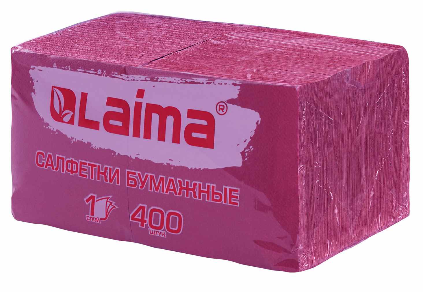 картинка Салфетки бумажные, 400 шт, 1 слой, 24*24 см, цвет бордовый, 100% целлюлоза, "Big Pack", LAIMA, 114725 от магазина Альфанит в Кунгуре