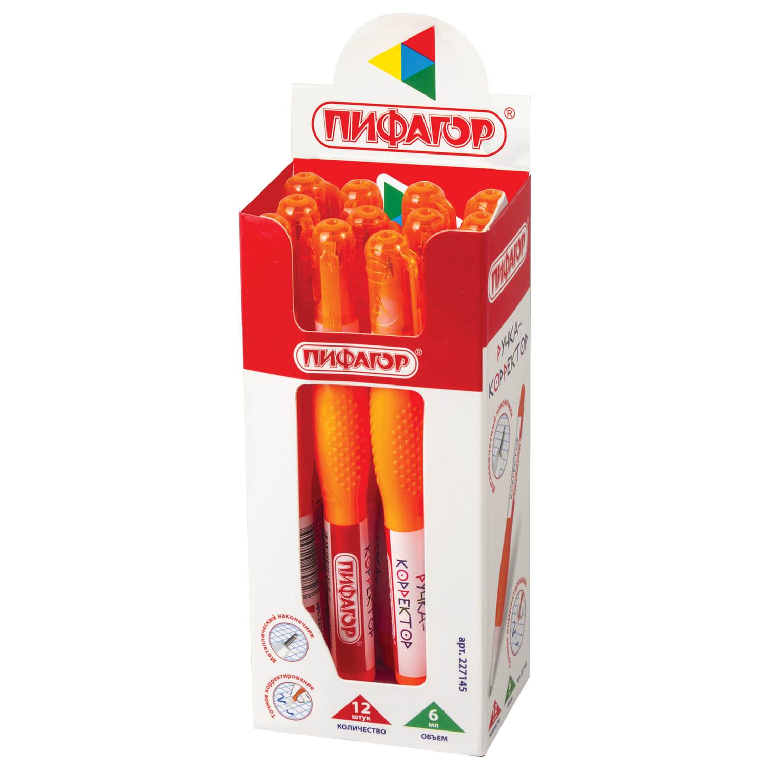картинка Корректирующая ручка, 6 мл, металлический наконечник, ПИФАГОР, 227145 от магазина Альфанит в Кунгуре