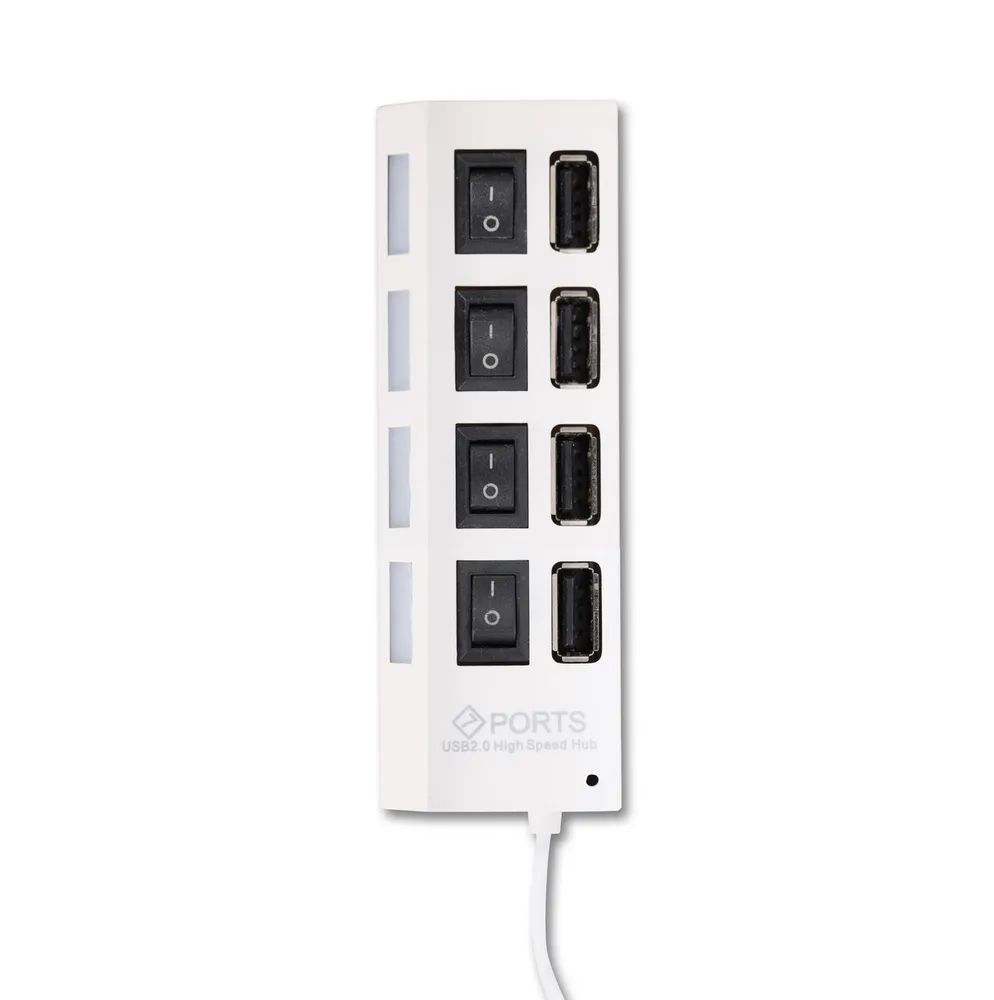 картинка Разветвитель SmartBuy SBHA-7204-W, USB, 4 порта, белый, с выключателями от магазина Альфанит в Кунгуре