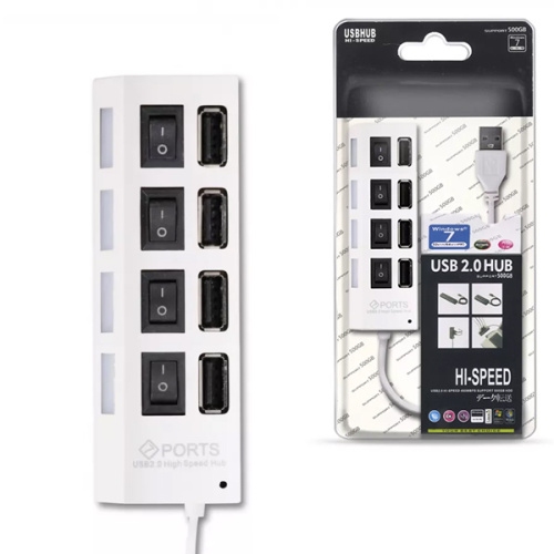 картинка Разветвитель SmartBuy SBHA-7204-W, USB, 4 порта, белый, с выключателями от магазина Альфанит в Кунгуре