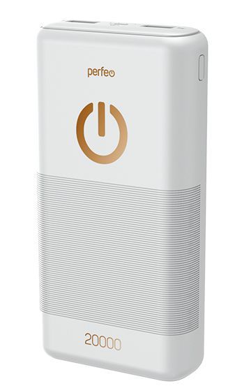 картинка Портативный аккумулятор Perfeo Splash, 20000 мАч, 2*USB, белый, PF_B4299 от магазина Альфанит в Кунгуре
