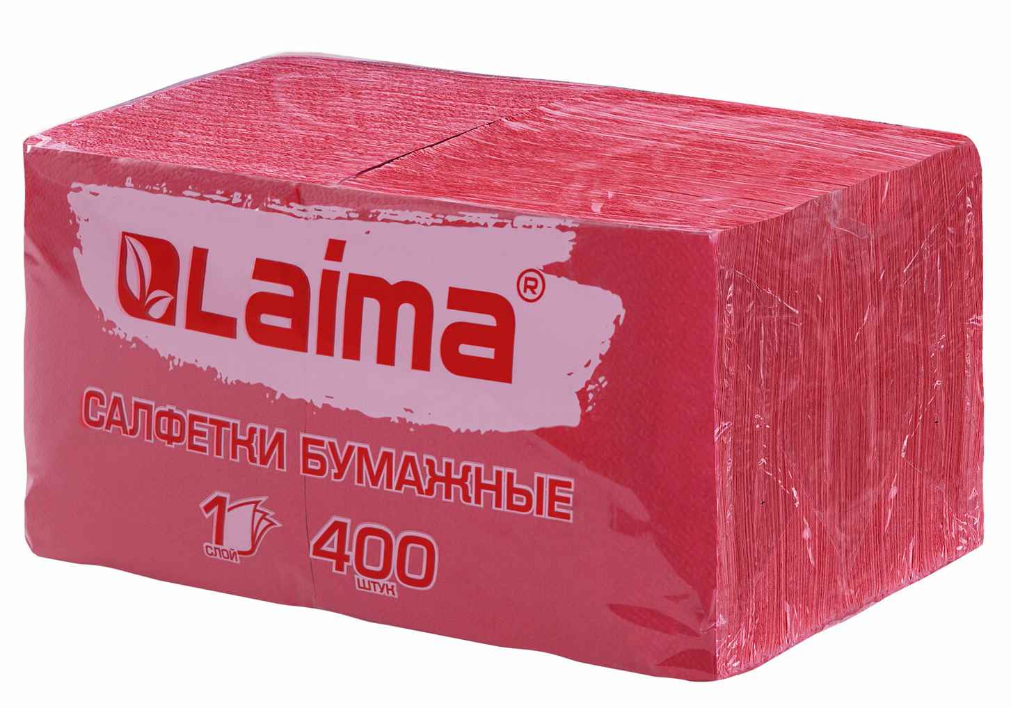 картинка Салфетки бумажные, 400 шт, 24*24 см, цвет красный, 100% целлюлоза, "Big Pack", LAIMA, 114727 от магазина Альфанит в Кунгуре