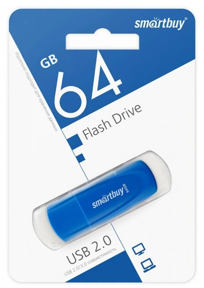 картинка Флеш-диск SmartBuy 64 GB USB 2.0, Scout, синий, SB064GB2SCB от магазина Альфанит в Кунгуре