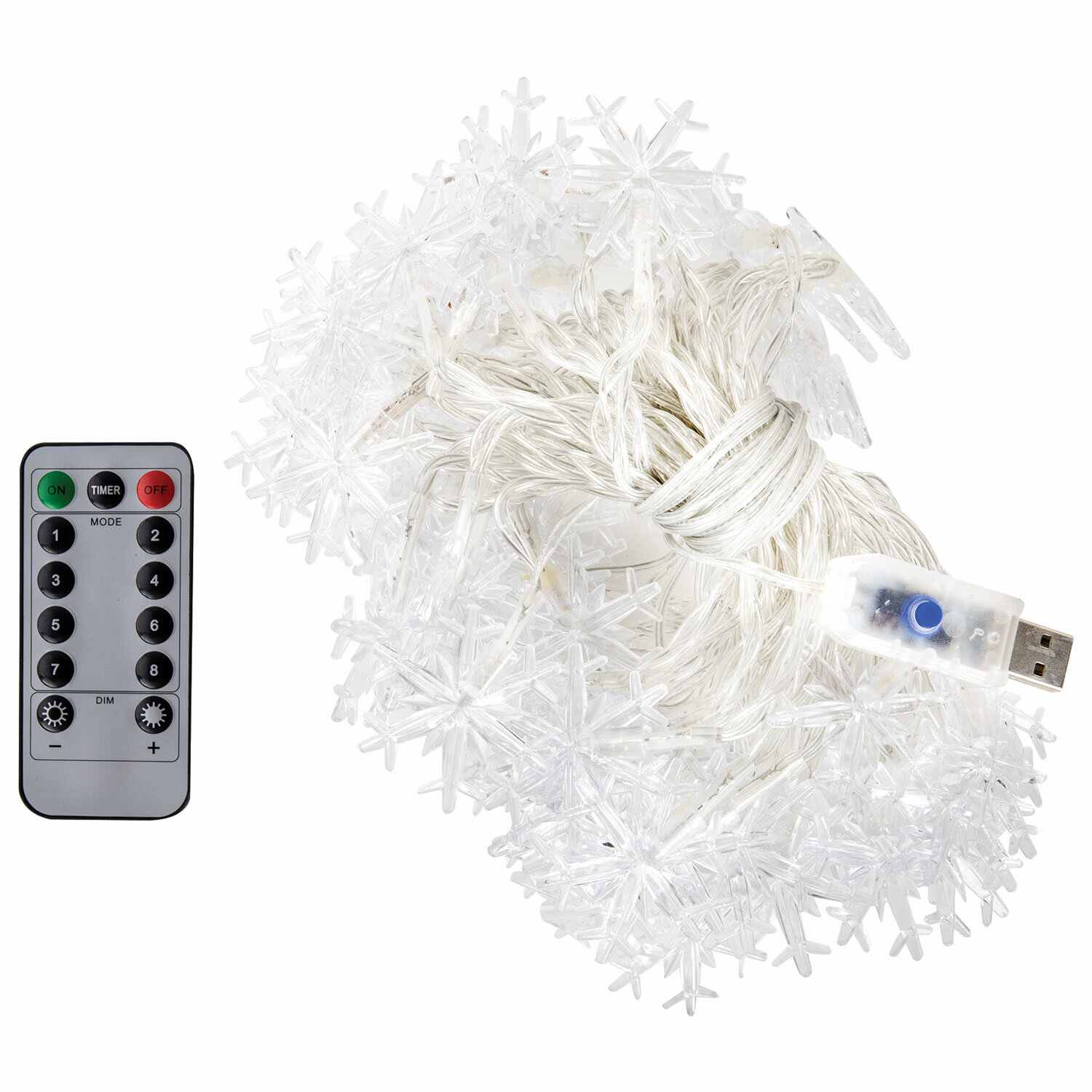 картинка Гирлянда нить, 10 м, теплый белый, 80LED, USB, "Снежинки", Золотая сказка, 592204 от магазина Альфанит в Кунгуре