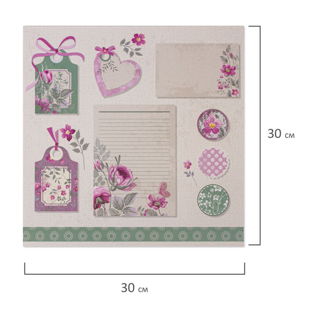 картинка Бумага для скрапбукинга, 30*30 см, 12 л, 180 г/м2, двусторонняя, "Шебби-шик", ОСТРОВ СОКРОВИЩ, 662764 от магазина Альфанит в Кунгуре