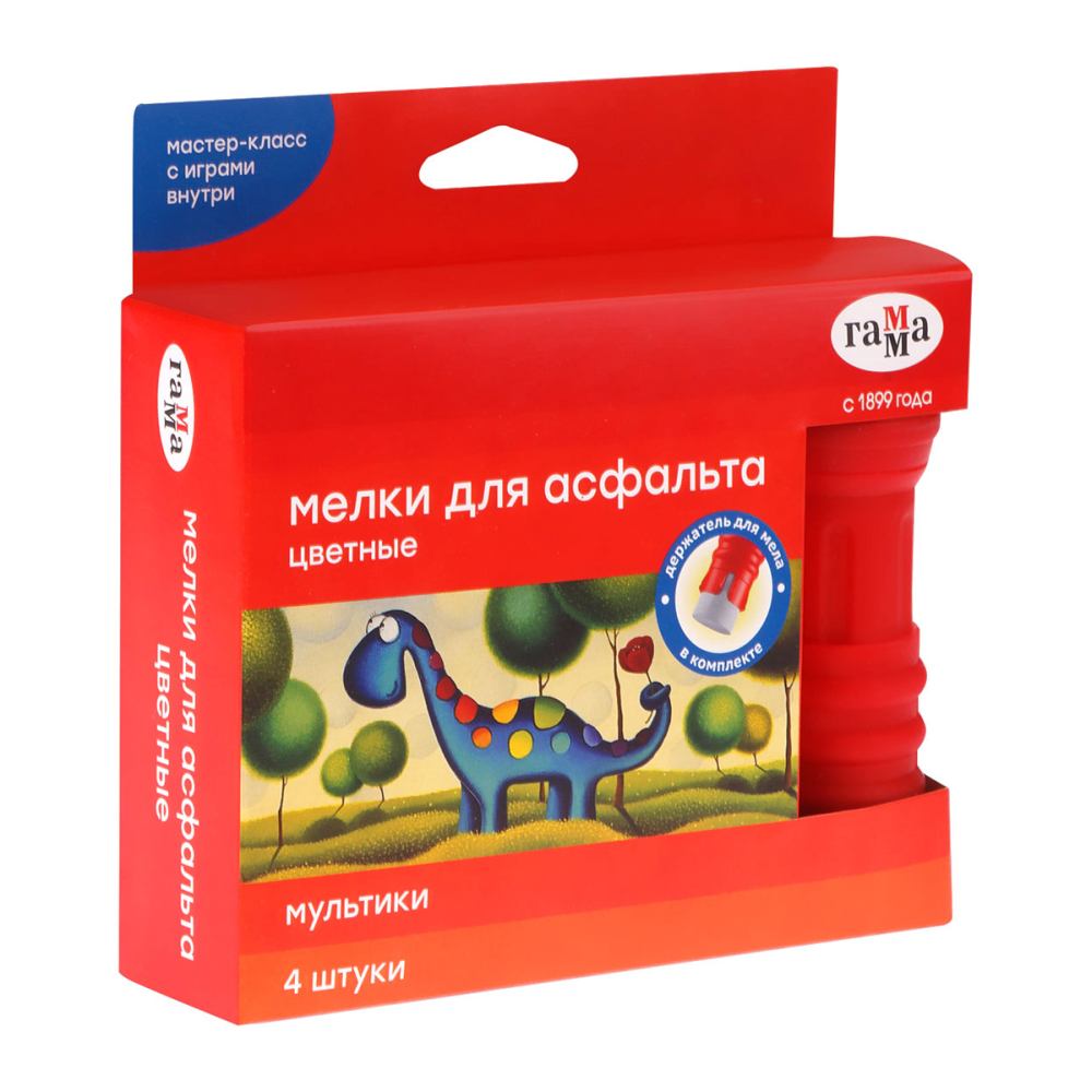 картинка Мел цветной, 4 шт, круглый, для асфальта, в коробке, "Мультики", Гамма, 221120224 от магазина Альфанит в Кунгуре