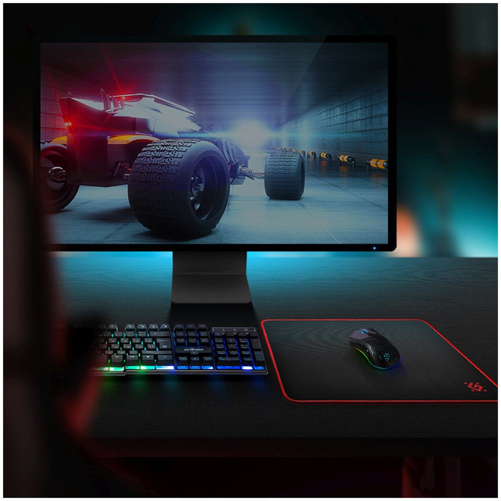 картинка Коврик для мыши Defender "Black M", 360*270*3 мм, ткань/резина, черный/красный, 50560 от магазина Альфанит в Кунгуре